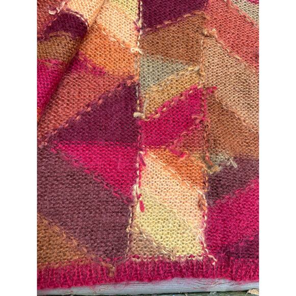 Vintage Talbots Hand Knit Red Mohair Blend Fluffy Grannycore Cardigan Sz P - Picture 6 of 13